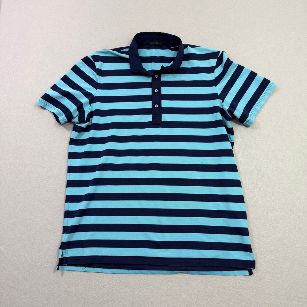 Greyson Polo Shirt Men's Extra Large Blue Striped Collared Stretch Golf Golfing